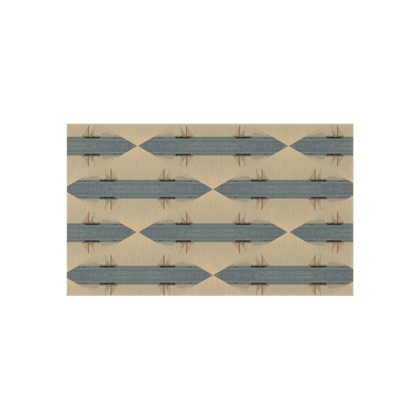 Sailboat Design Chenille Outdoor Rug with No-Skid Backing Cozy Outdoor Patio Carpet Oceanic Decor Gazebo Rug Pool Area Decor Kitchen Carpet