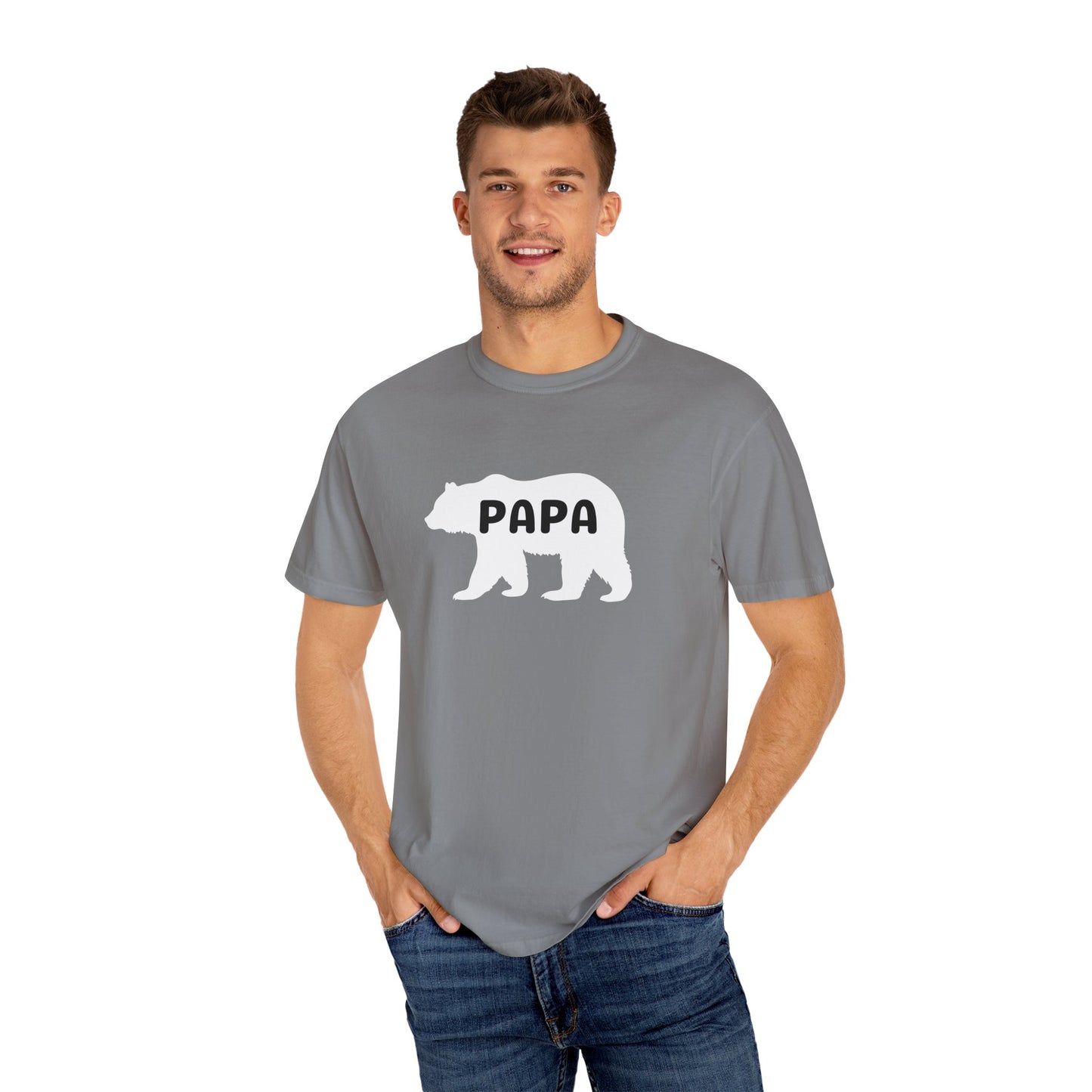 Papa Bear T-shirt Gift for Dad Grandpa Shirt Funny Bear Tee for Dads Animal Lover Gift Comfort Colors Relaxed Fit Garment-Dyed Tee