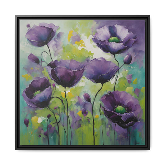 Modern Poppies Print Floral Design Unique Framed Canvas Print Wall Art Flower Lover Gift Nature Lover Gift Wildflower Decor 3 frame colors