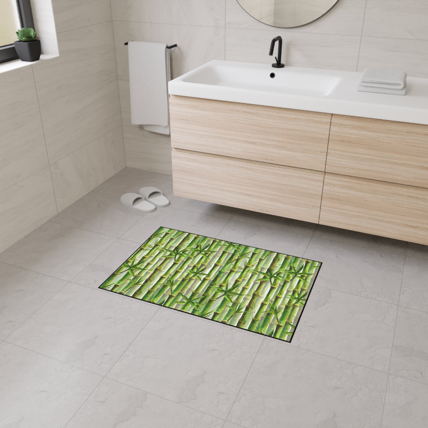 Decorative Heavy Duty Non-Slip Floor Mat Stylish Design Perfect for Entryway Kitchen Décor Beachy Rug Tropical Bamboo-look Bathroom Door Mat