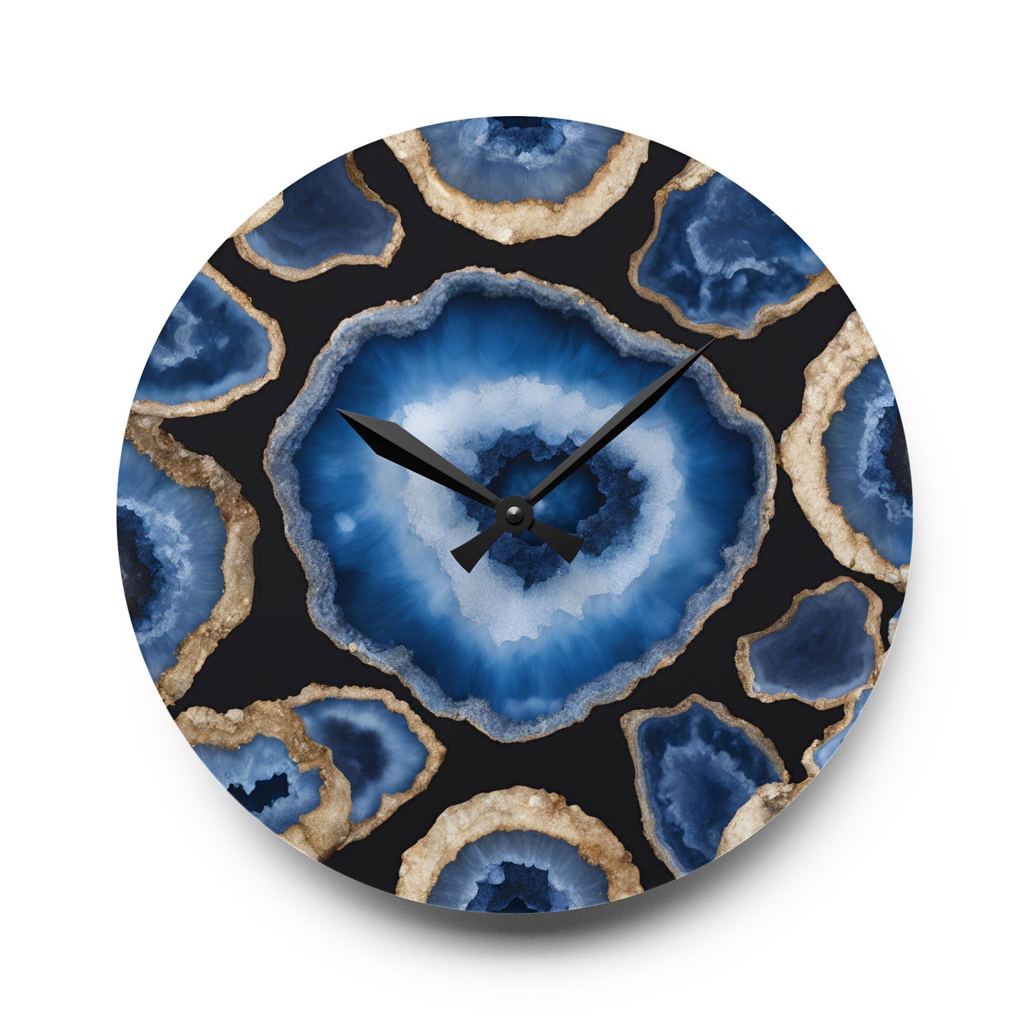 Blue Agate Crystal Geode Unique Design Acrylic Wall Clock Crystal Lover Gemologist Gift Nature Lover Rock Gift