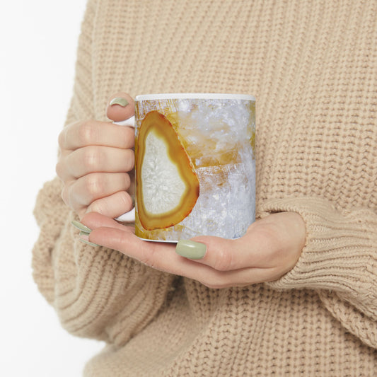 Amber Colored Crystal Geode Design Coffee Tea Mug Cottage Core Boho Gemologist Gift for Her Nature Lover Rock Gift