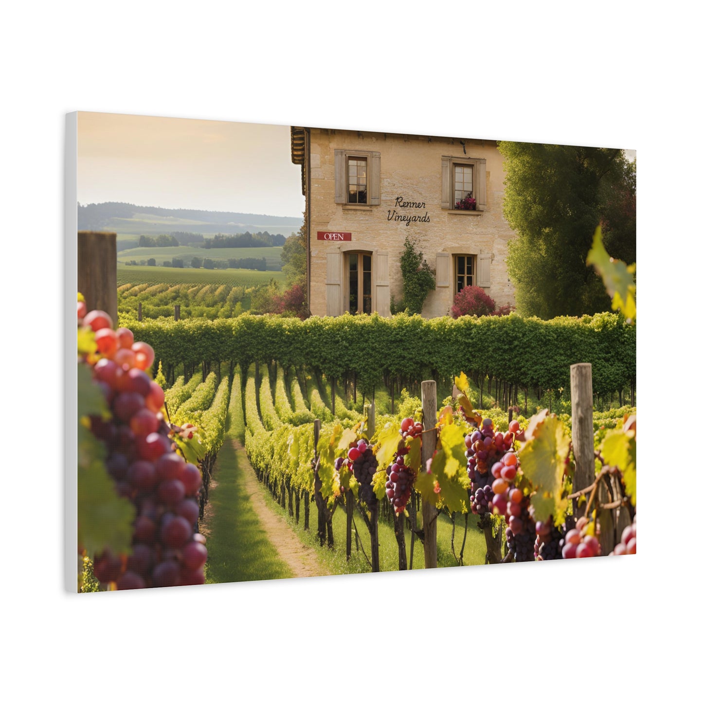 Vineyard Print Wall Art | Matte Canvas, Stretched, 1.25" | Wine Lover Print Culinary Foodie Gift Sommelier Art