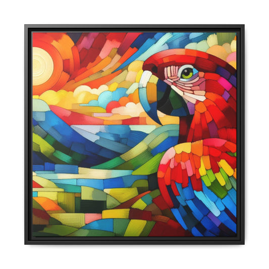 Parrot Print Abstract Design Unique Framed Canvas Print Tropical Rainforest Wall Art Animal Lover Gift Nature Lover Decor 3 frame colors