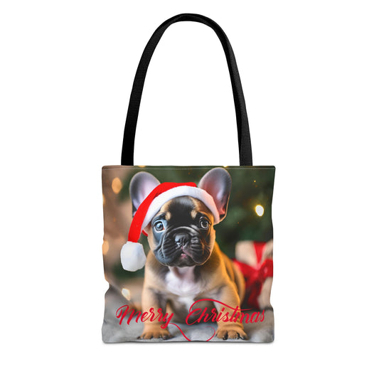 Merry Christmas Pug Tote Bag Holiday Cheer Gift Winter Accessory Reusable Winter Shopping Bag Xmas Dog Lover Gift Unisex Bag for Him Her