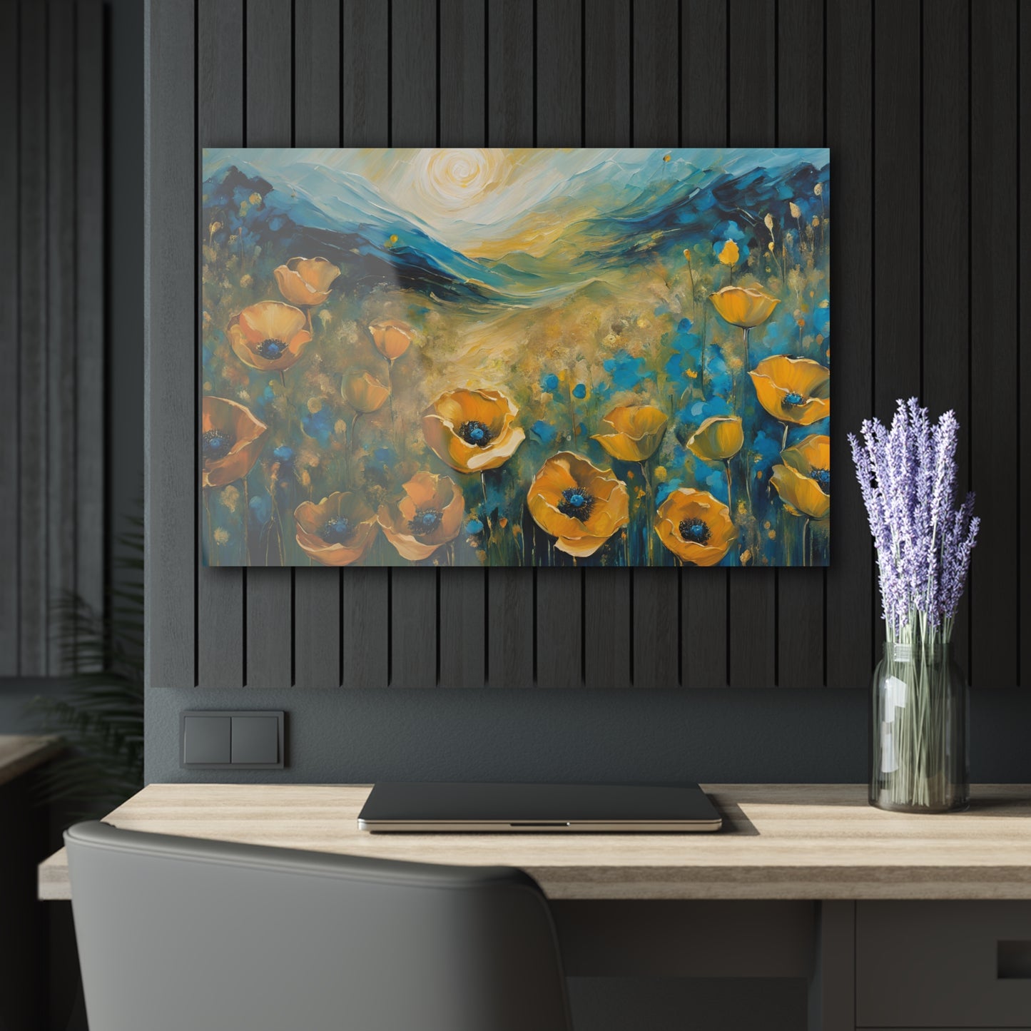 Large Floral Design Acrylic Print with French Cleat Nature Lover Wall Art Flower Lover Gift Outdoors Artwork Modern Garden Home Decor