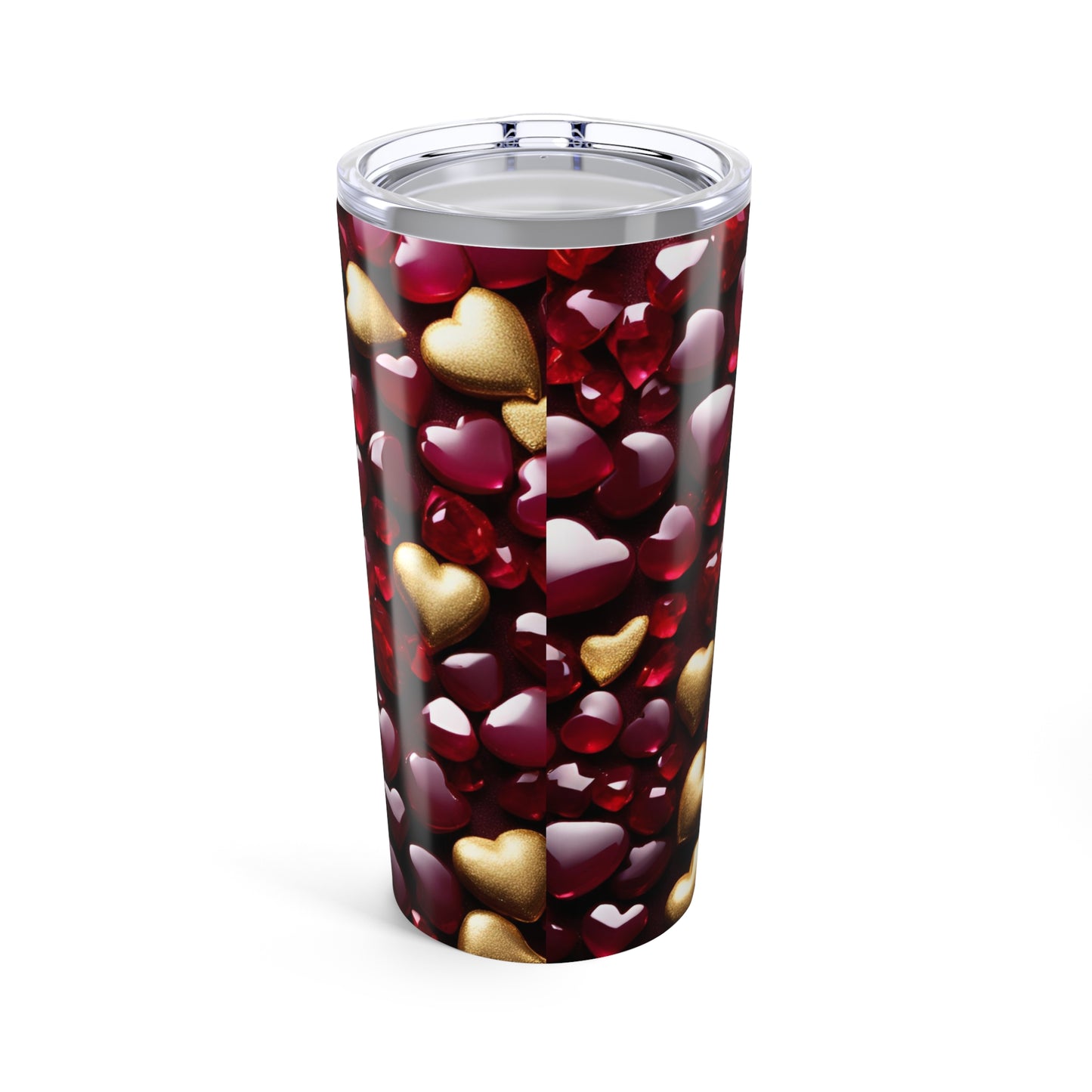 Ruby and Gold Hearts Tumbler Valentine's Gift for Her Love Friendship Gift Tumbler Gemstone Lover Rhinestone Crystal Design Tumbler