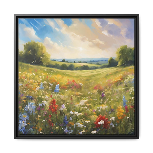 Modern Filed of Flowers Design Unique Framed Canvas Wall Art Gift Nature Lover Landscape Decor Gift 3 frame colors
