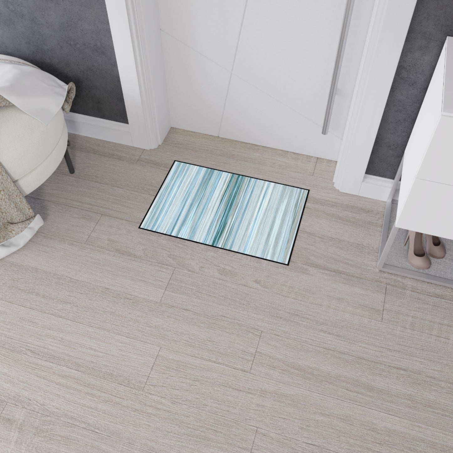 Decorative Heavy Duty Non-Slip Floor Mat Stylish Design Perfect for Entryway Kitchen Décor Beachy Rug Striped Bathroom Floor Door Mat