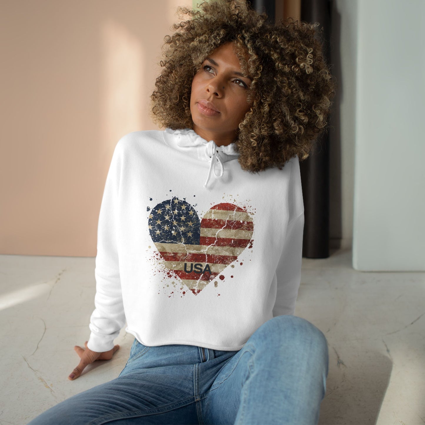 USA Flag Crop Hoodie