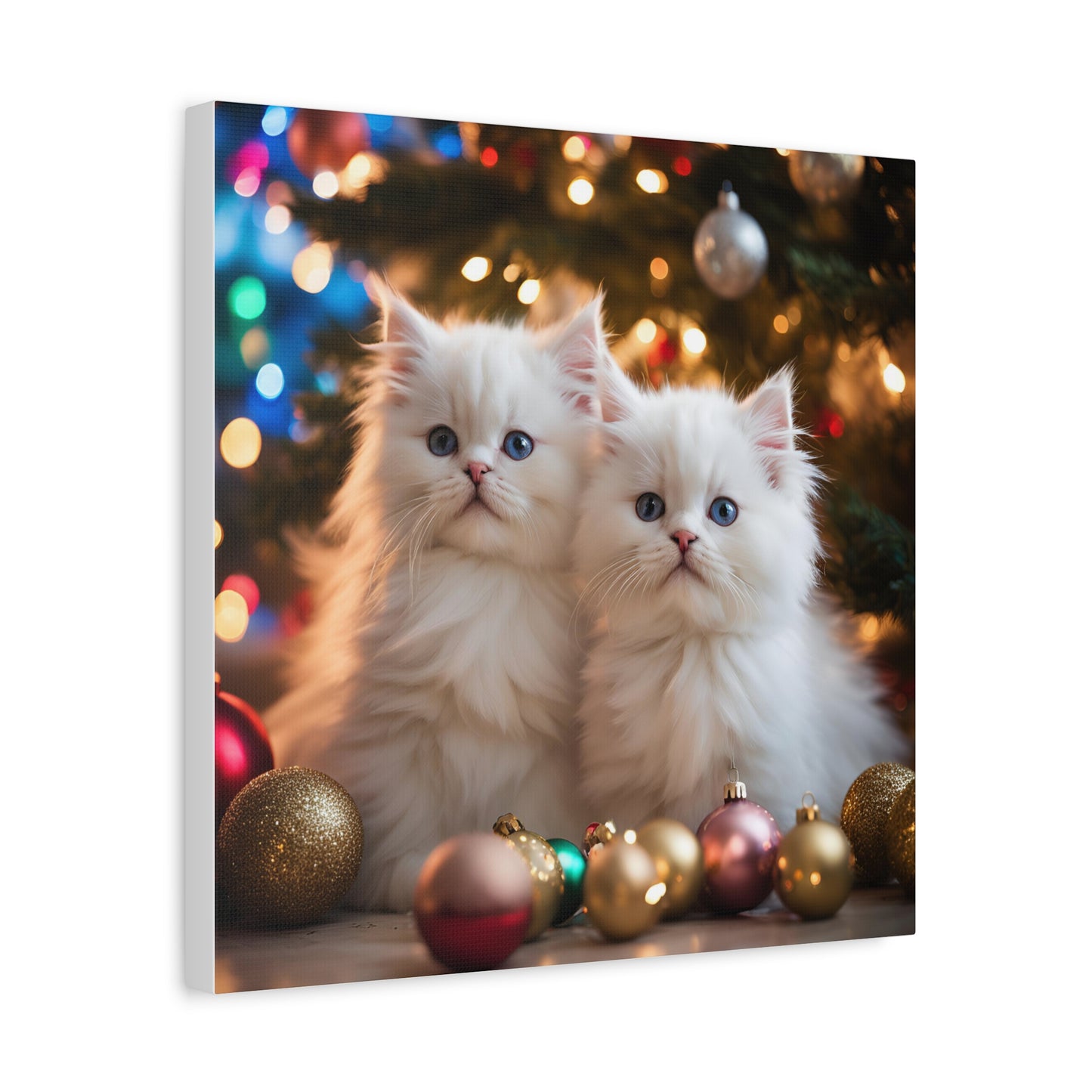 Christmas Kittens Print Wall Art | Matte Canvas, Stretched, 1.25" | Animal Lover | Holiday Gift |