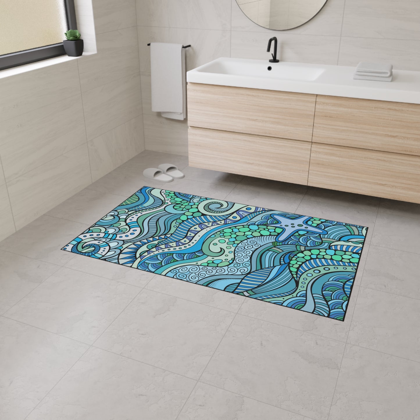 Decorative Heavy Duty Non-Slip Floor Mat Stylish Design Perfect for Entryway Kitchen Décor Garage Rug Coffee Bar Bathroom Floor Door Mat