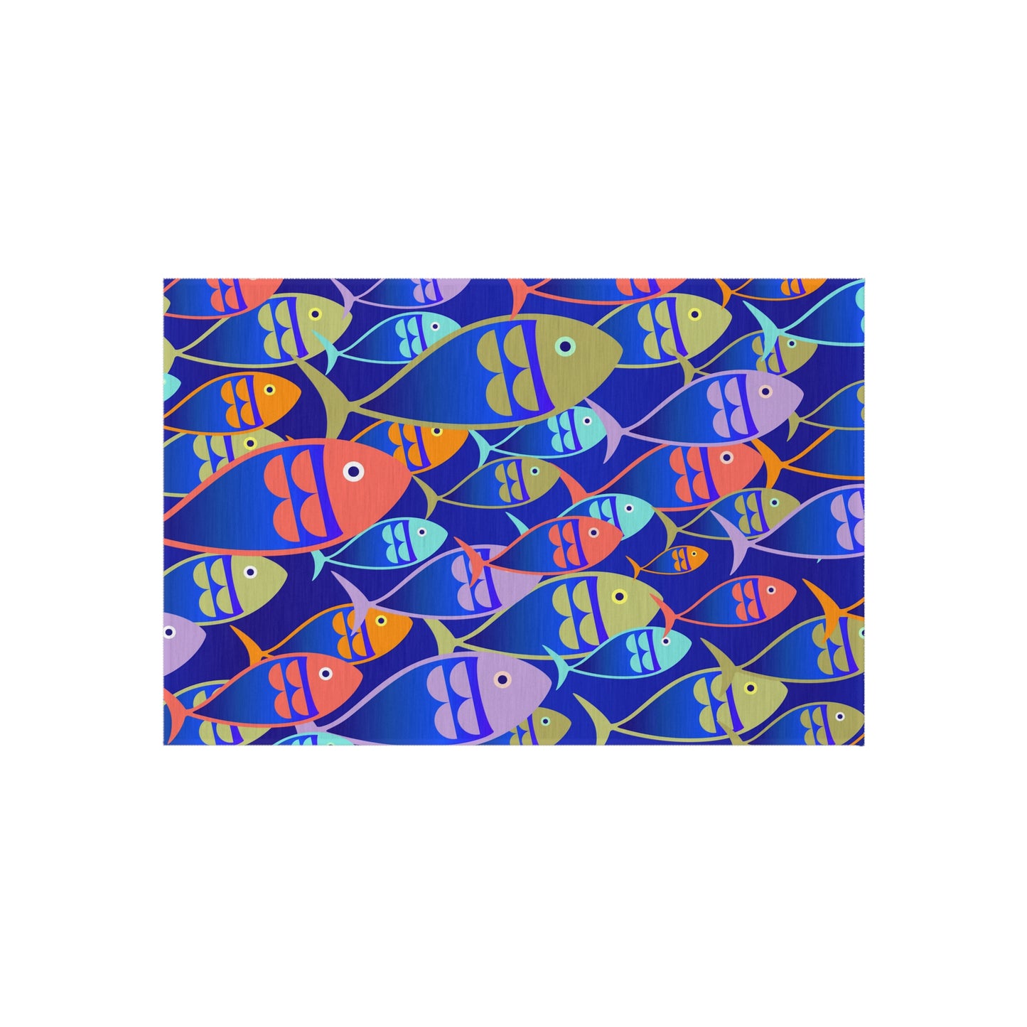 Fish Design Chenille Outdoor Rug with No-Skid Backing Cozy Outdoor Patio Carpet Oceanic Decor Gazebo Rug Pool Area Decor Kitchen Carpet