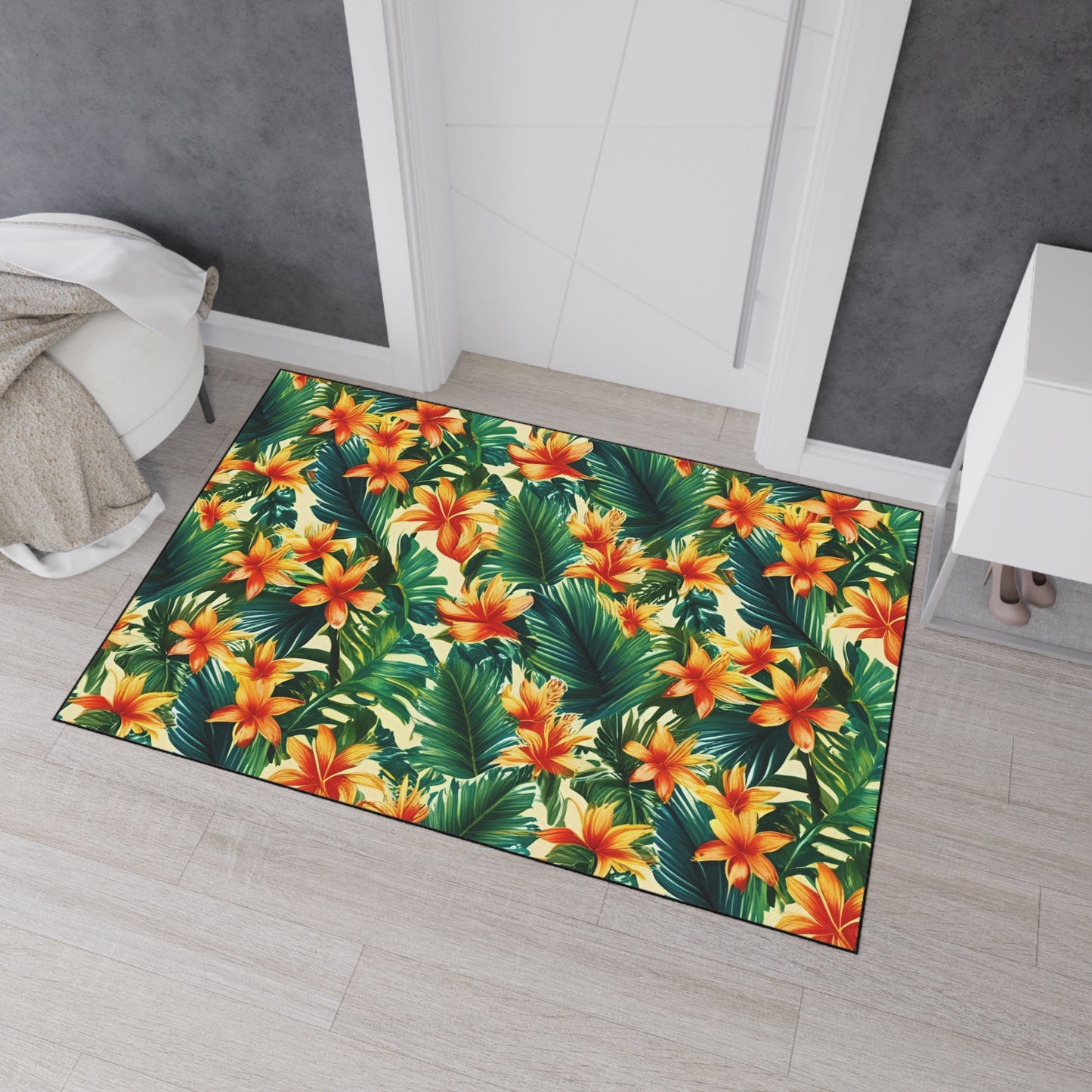 Decorative Heavy Duty Non-Slip Floor Mat Stylish Design Perfect for Entryway Kitchen Décor Garage Rug Tropical Bathroom Floor Door Mat