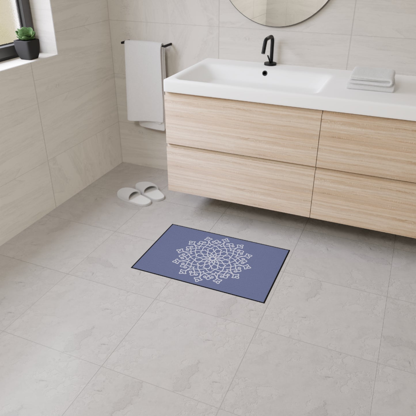 Decorative Heavy Duty Non-Slip Floor Mat Stylish Design Perfect for Entryway Kitchen Décor Grey Floral Geometric Design Rug Bathroom Mat