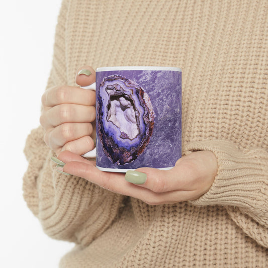 Purple Crystal Geode Design Coffee Tea Mug Cottage Core Boho Gemologist Gift for Her Nature Lover Rock Gift