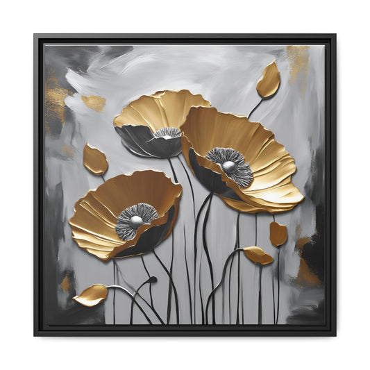 Modern Poppies Print Floral Design Unique Framed Canvas Print Wall Art Flower Lover Gift Nature Lover Gift Wildflower Decor 3 frame colors