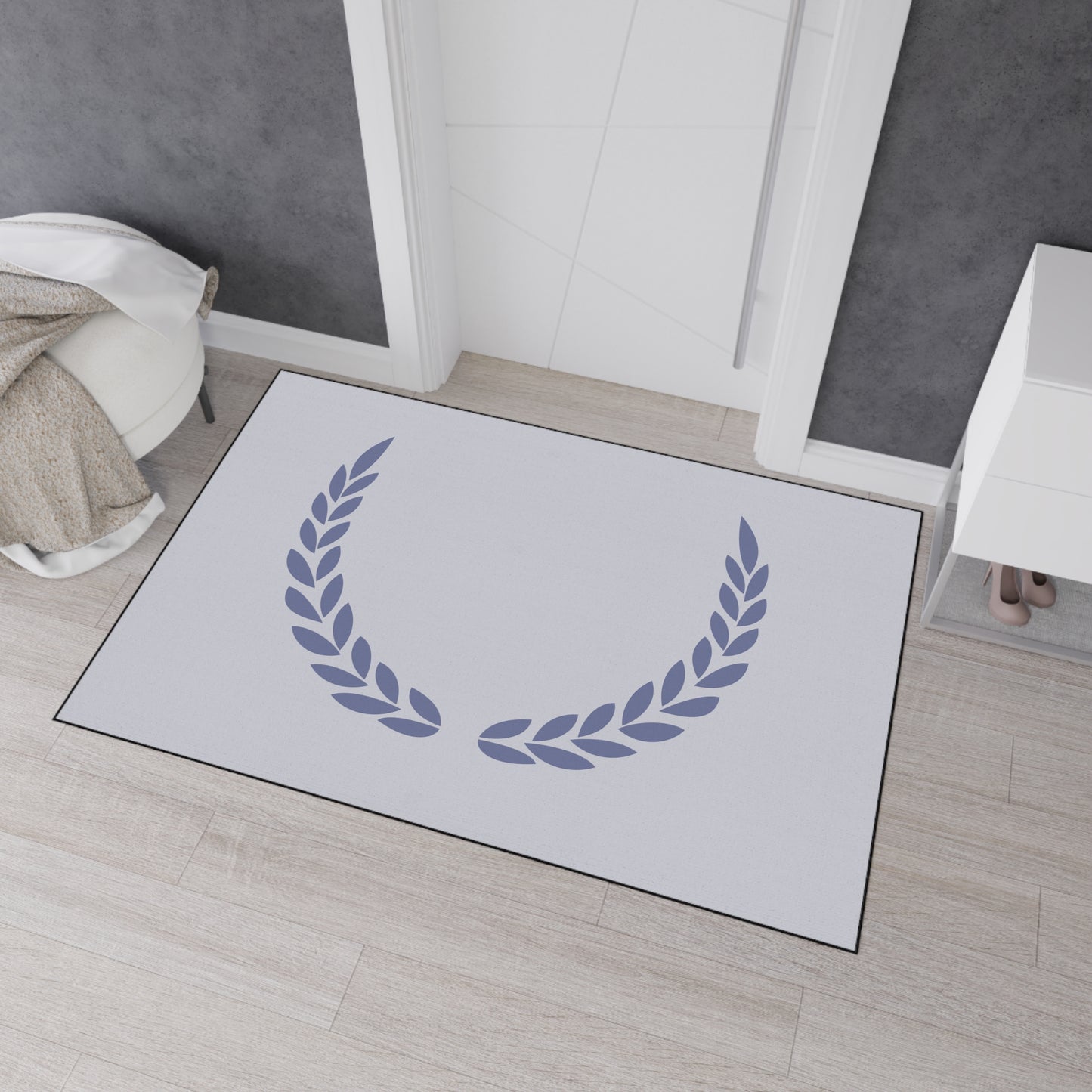 Decorative Heavy Duty Non-Slip Floor Mat Stylish Design Perfect for Entryway Kitchen Décor Grey Leaf Floral Design Rug Bathroom Mat