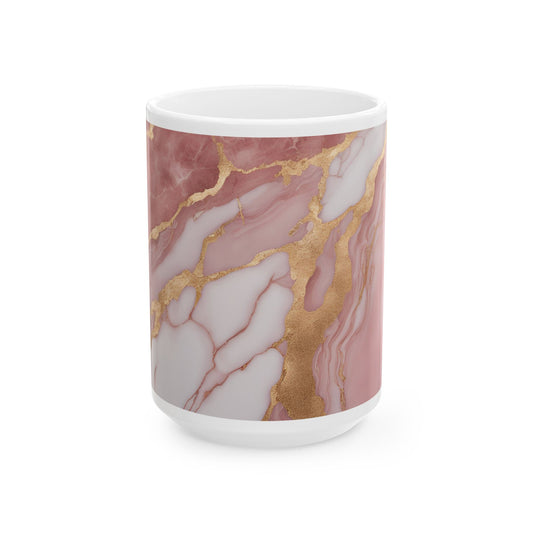 Boho Cottagecore 15-oz Ceramic Coffee Mug Quartz-Inspired Image Pastel Nature Rock Lover Ceramic Tea Cup Flower Garden Lover Gift for Her
