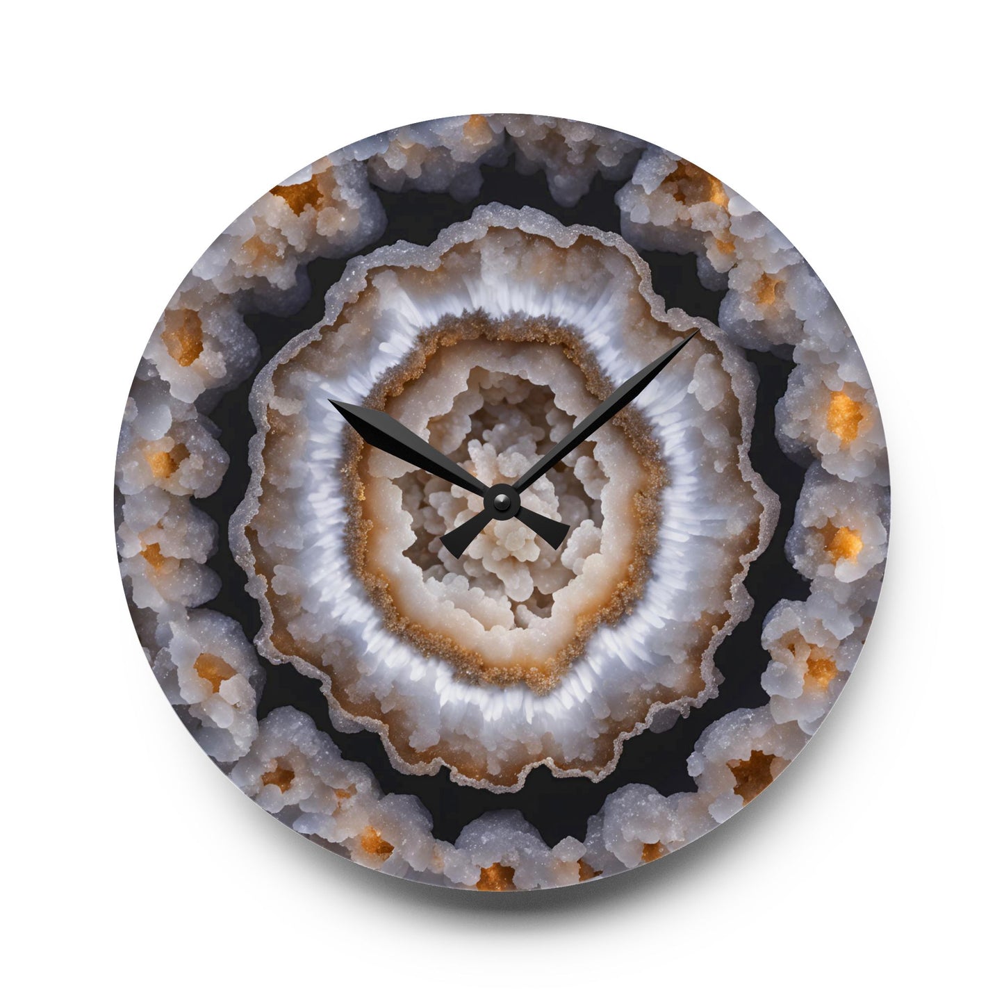 Brown Agate Crystal Geode Unique Design Acrylic Wall Clock Agate Crystal Lover Gemologist Gift Nature Lover Rock Gift