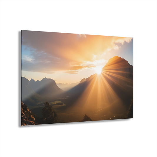 Large Sunrise Sunset Acrylic Print with French Cleat Nature Lover Wall Art Mountain Life Gift Spiritual Zen Artwork Modern Home Decor