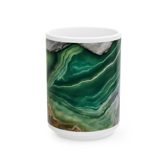Boho Cottagecore 15-oz Ceramic Coffee Mug Quartz-Inspired Image Pastel Nature Rock Lover Ceramic Tea Cup Flower Garden Lover Gift for Her