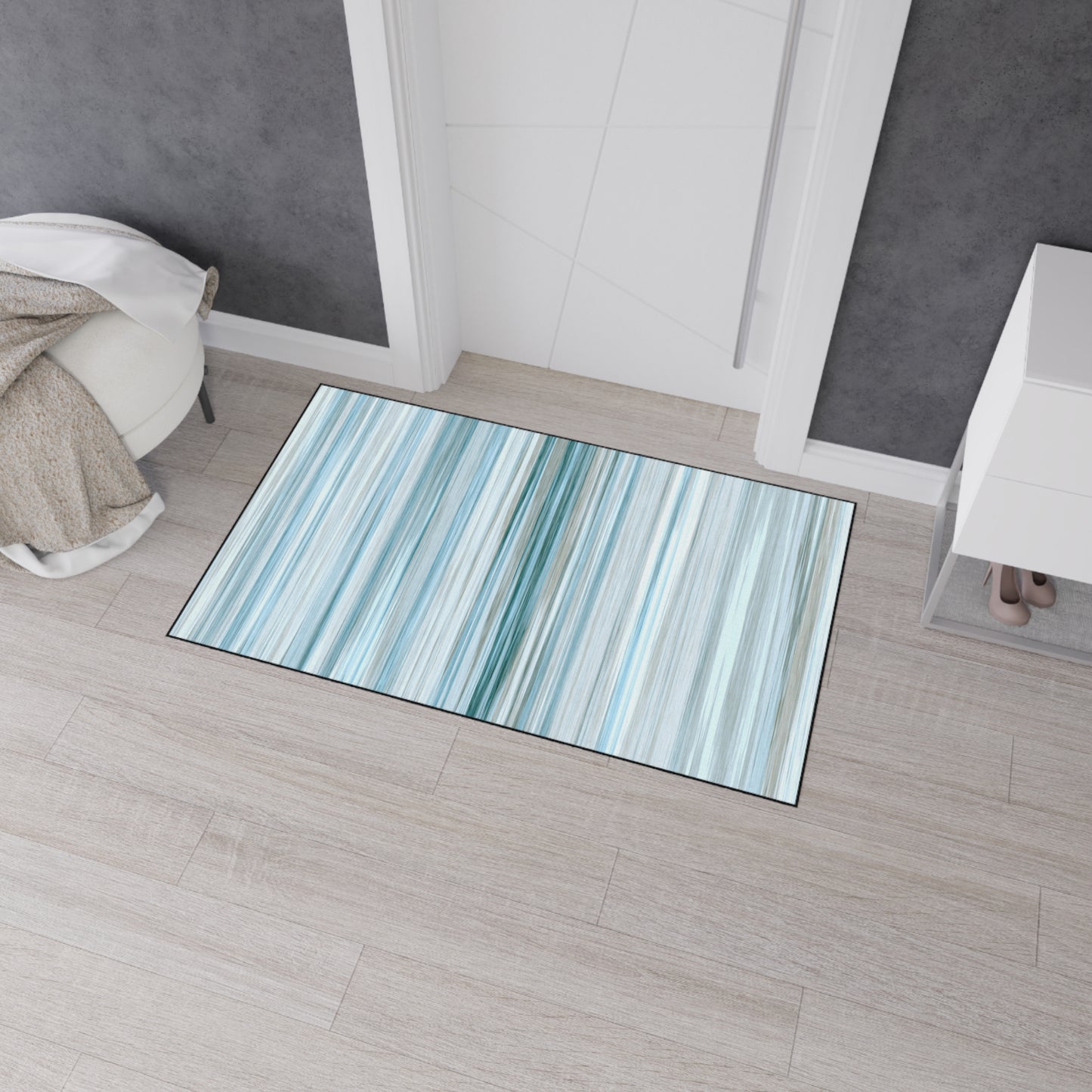 Decorative Heavy Duty Non-Slip Floor Mat Stylish Design Perfect for Entryway Kitchen Décor Beachy Rug Striped Bathroom Floor Door Mat