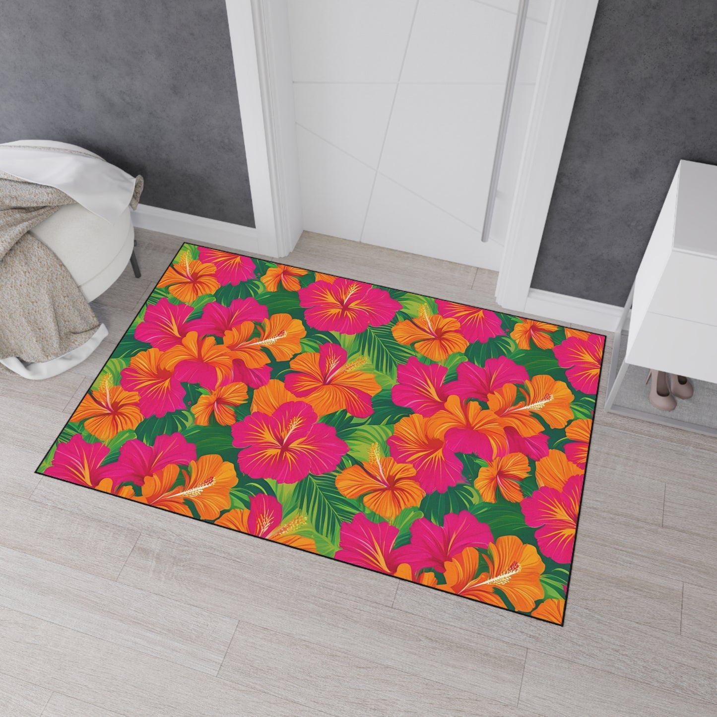 Decorative Heavy Duty Non-Slip Floor Mat Stylish Design Perfect for Entryway Kitchen Décor Beachy Hawaiian Rug Tropical Bathroom Floor