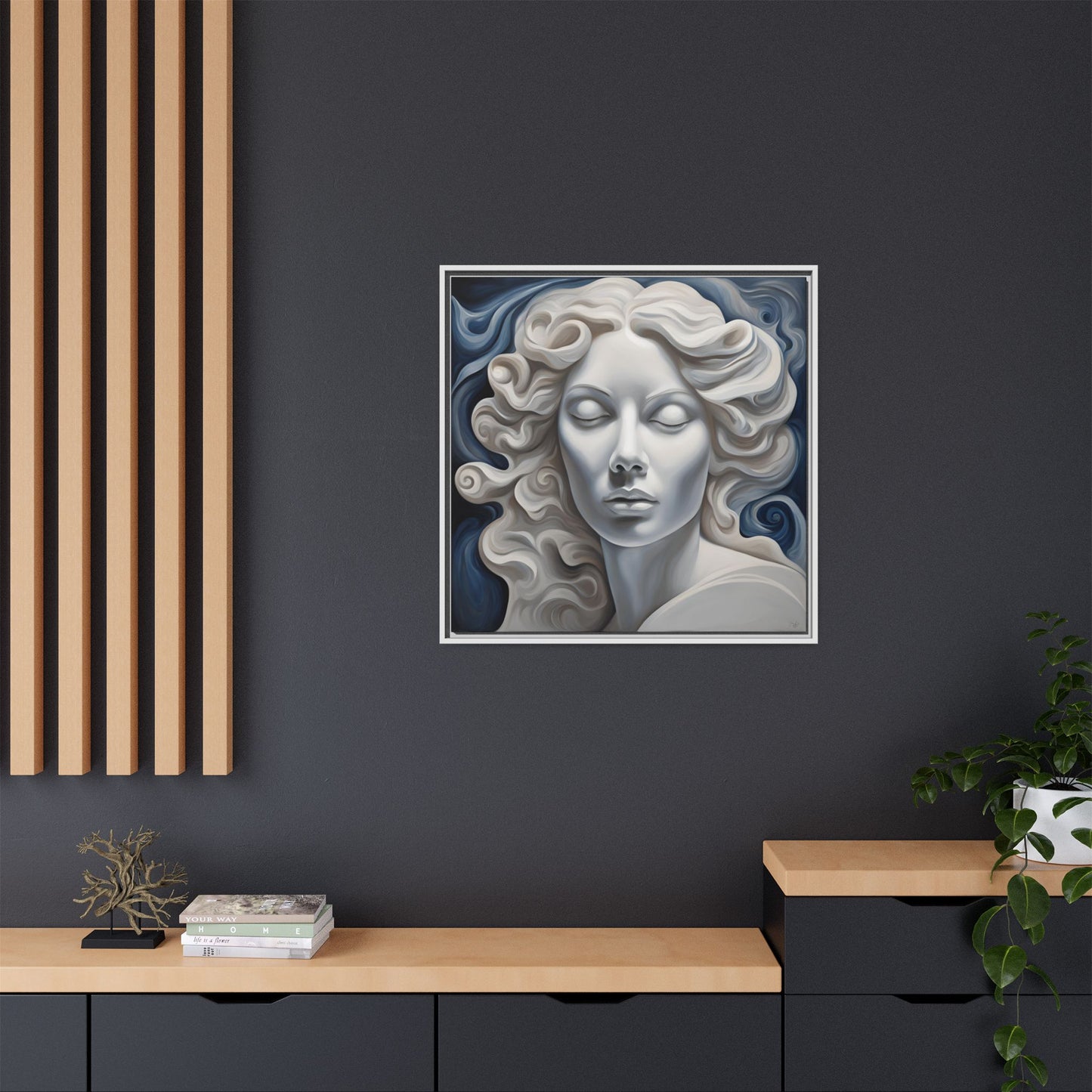 Modern Abstract Woman's Face Design Unique Framed Print Canvas Wall Decor Gift 3 frame colors to chose from