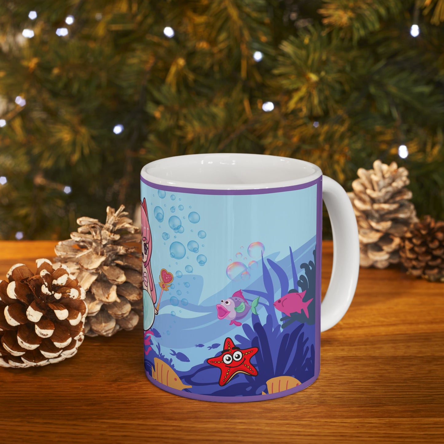 Cute Kitty Mermaid Underwater Anime Design Coffee Tea Mug Gift