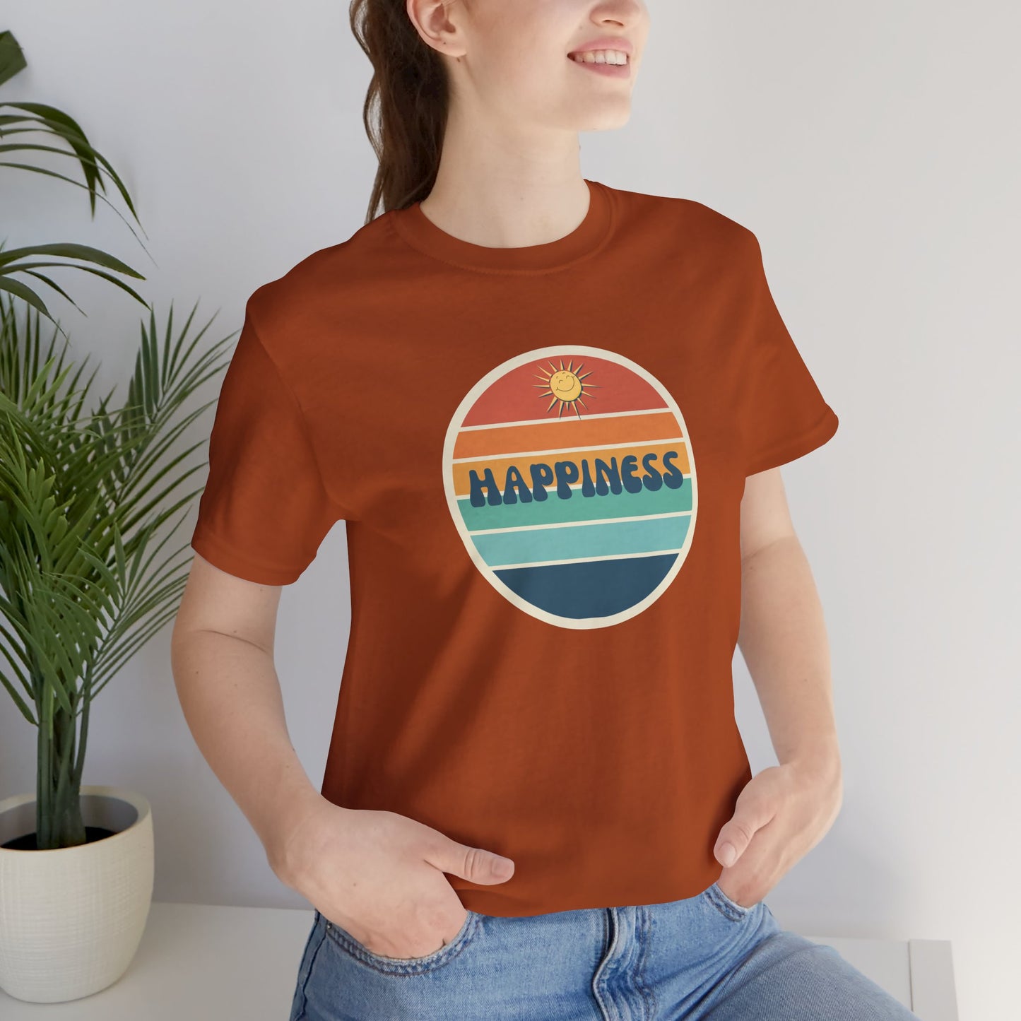 Happiness T-shirt | Unisex Uplifting Positivity Tee | Inspirational Happy Retro Sunshine Shirt |