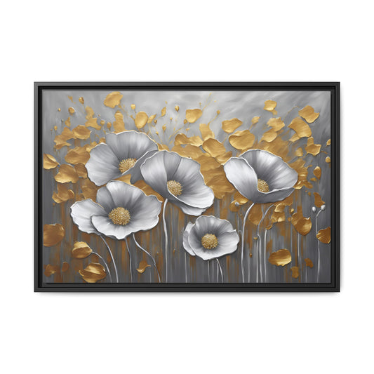 Poppy Print Floral Design Unique Framed Canvas Print Wall Art Flower Lover Gift Nature Gift Wildflower Contemporary Decor 3 frame colors