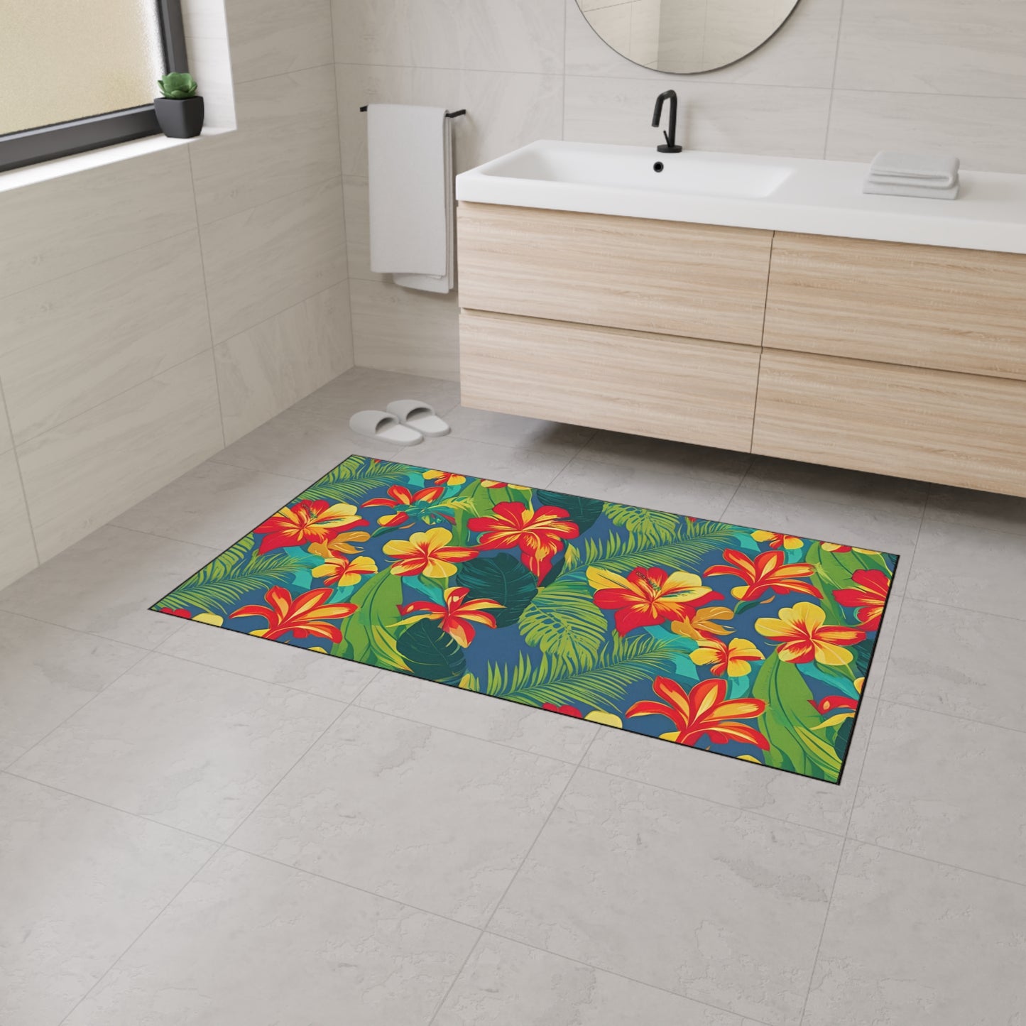 Decorative Heavy Duty Non-Slip Floor Mat Stylish Design Perfect for Entryway Kitchen Décor Garage Rug Tropical Bathroom Floor Door Mat