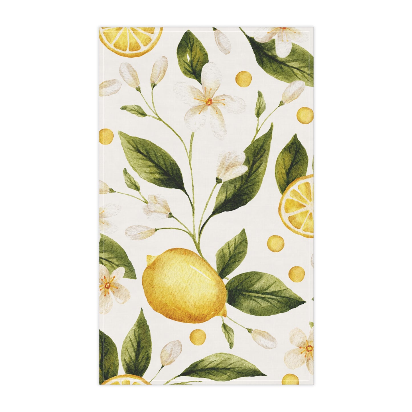 Lemons Floral Pastel Kitchen Tea Towel Durable Hand Towel Gift for Flower Lover Whimsical Home Decor Decorative Kitchen Cotton Twill