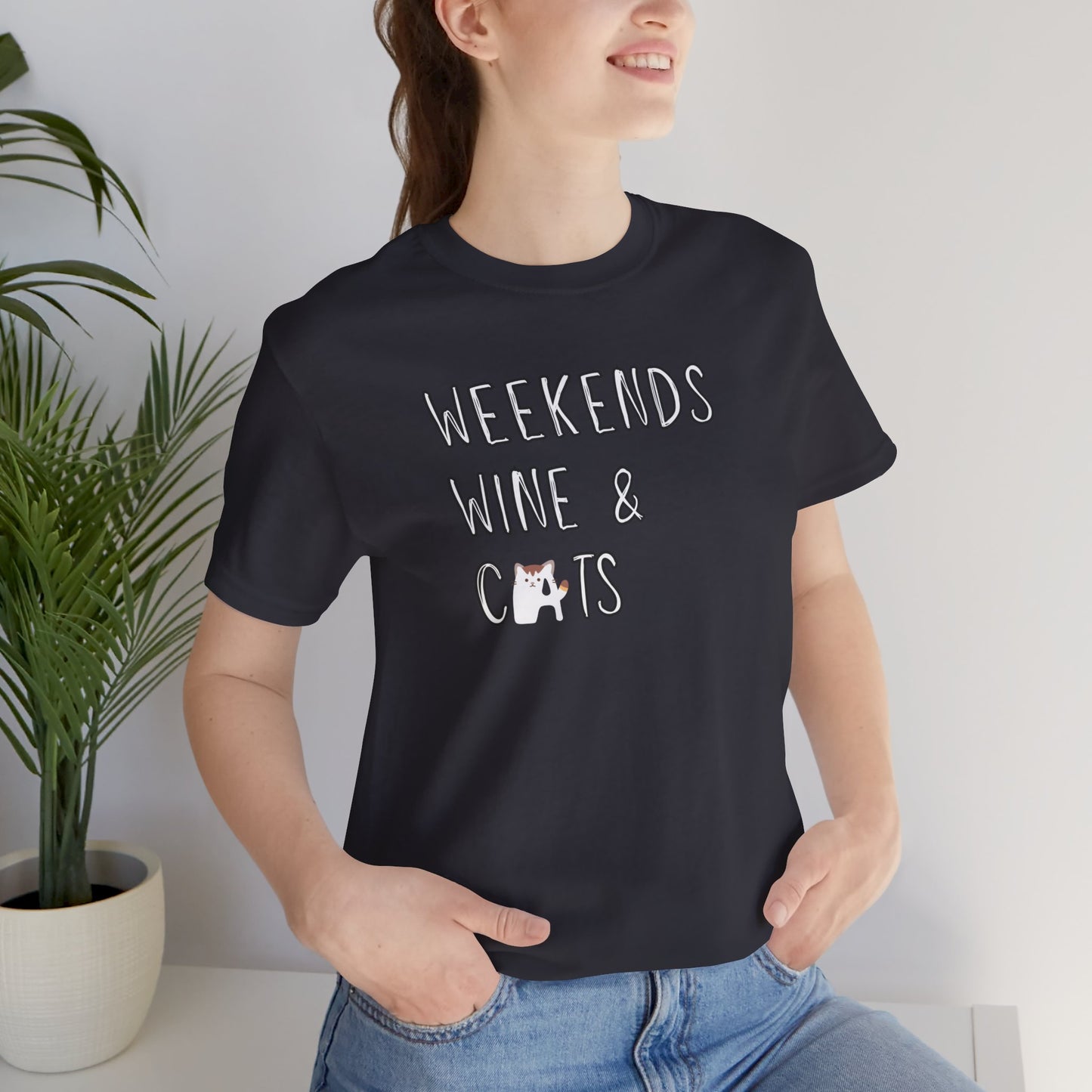 Weekends Wine and Cats T-shirt | Unisex | Funny | Culinary | Foodie | Wine Lover | Cat Lover |