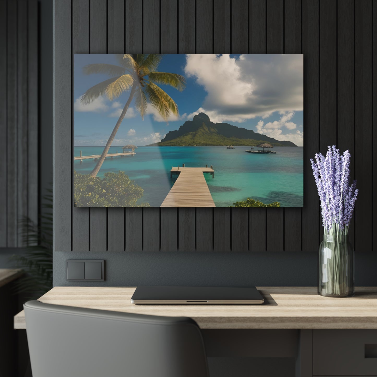 Large Tropical Ocean Vacation Acrylic Print with French Cleat Mountain Life Wall Art Outdoors Gift Beachy Nature Artwork Modern Home Decor