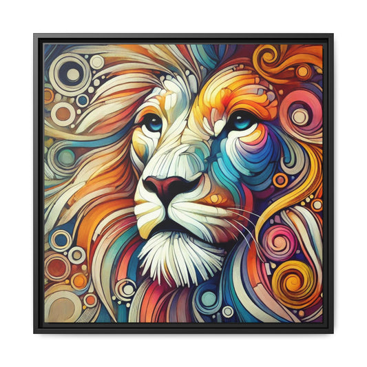 Modern Lion Print Abstract Design Unique Framed Canvas Print King of Jungle Wall Art Animal Lover Gift Nature Lover Decor 3 frame colors