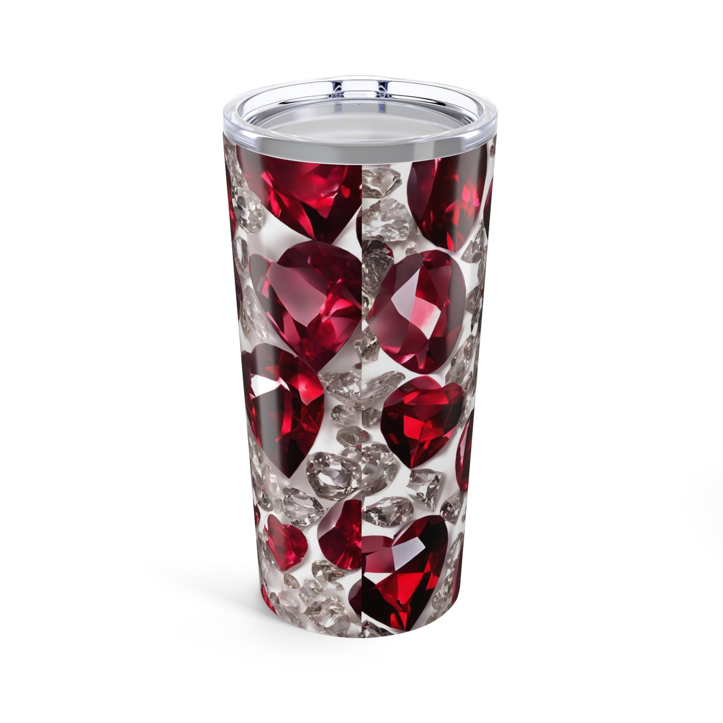 Ruby and Diamond Hearts Tumbler Valentine's Gift for Her Love Friendship Gift Tumbler Gemstone Lover Rhinestone Crystal Design Tumbler