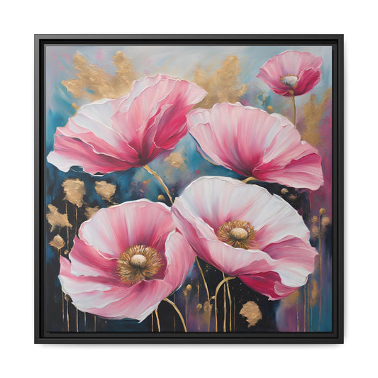 Modern Poppies Print Floral Design Unique Framed Canvas Print Wall Art Flower Lover Gift Nature Lover Gift Wildflower Decor 3 frame colors