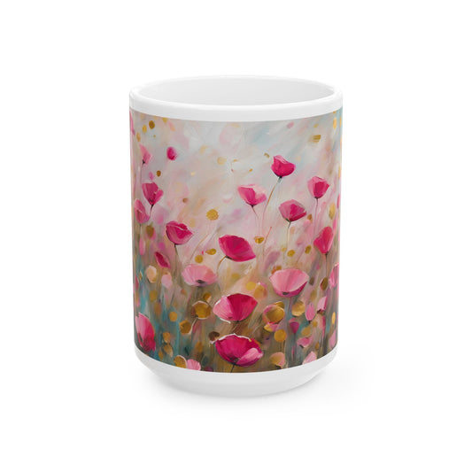 Boho Wildflowers Cottagecore 15-oz Coffee Mug Pressed Flowers Pastel Floral Nature Mug Wildflower Tea Cup Flower Garden Lover Gift for Her
