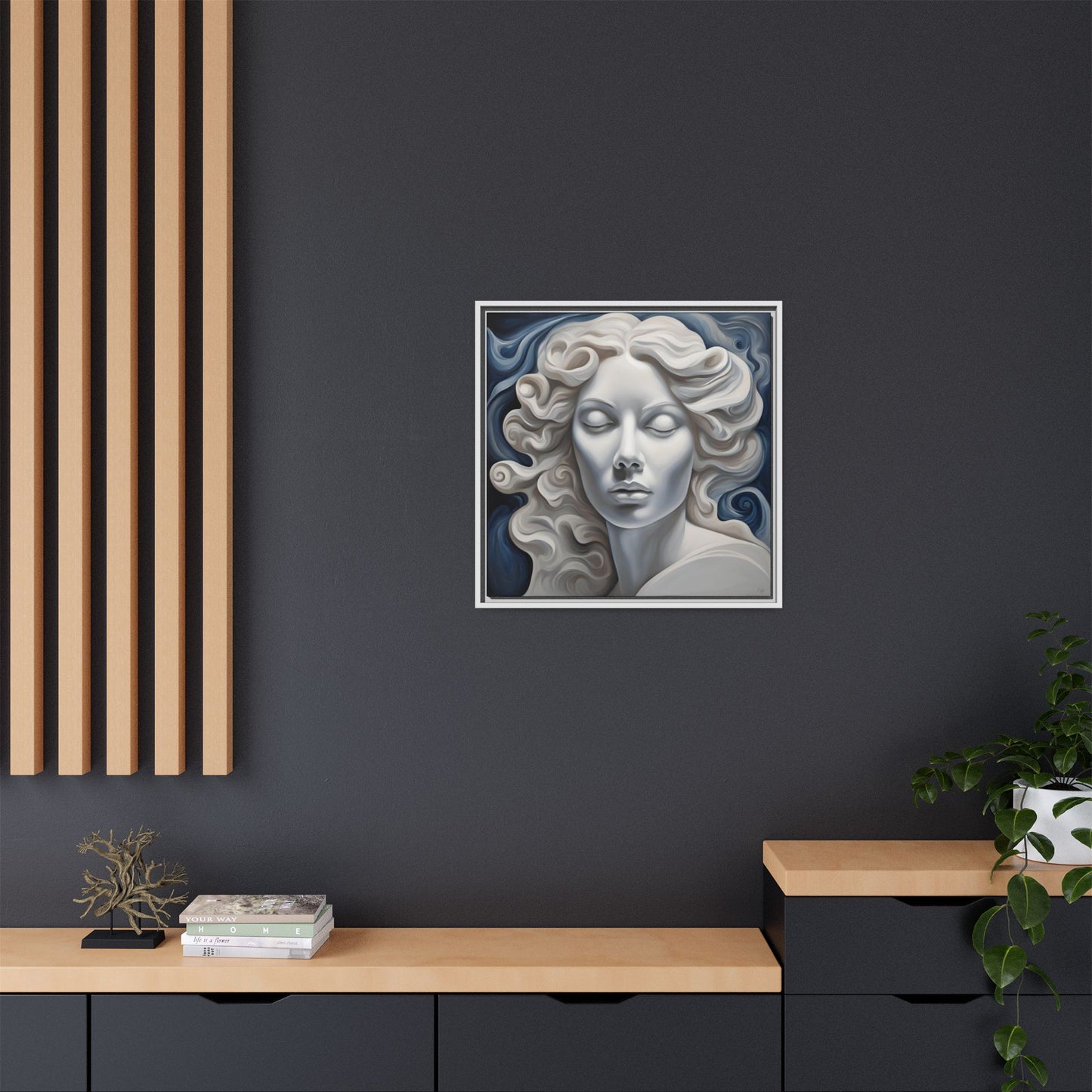 Modern Abstract Woman's Face Design Unique Framed Print Canvas Wall Decor Gift 3 frame colors to chose from