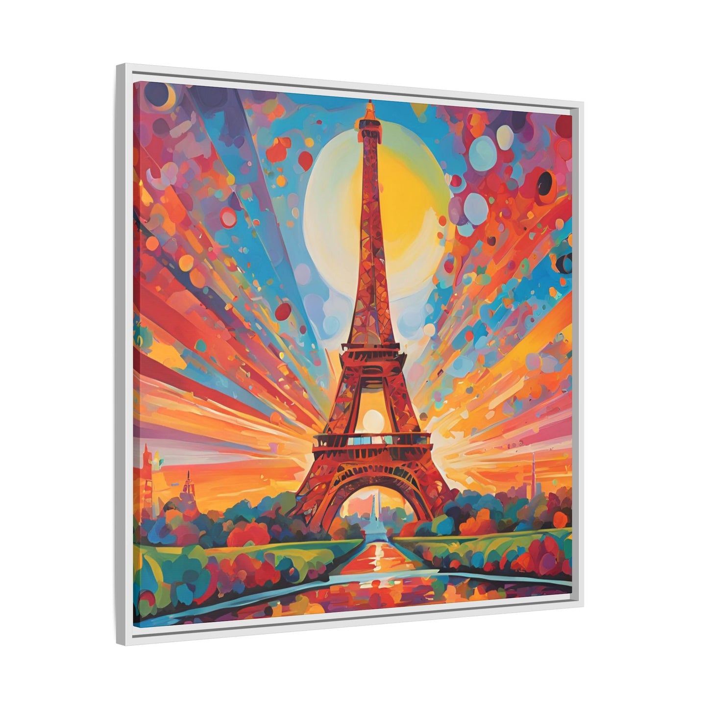 Modern Abstract Eiffel Tower Design Unique Framed Colorful Canvas Landscape Wall Art Paris France Gift Nature Lover Gift 3 frame colors