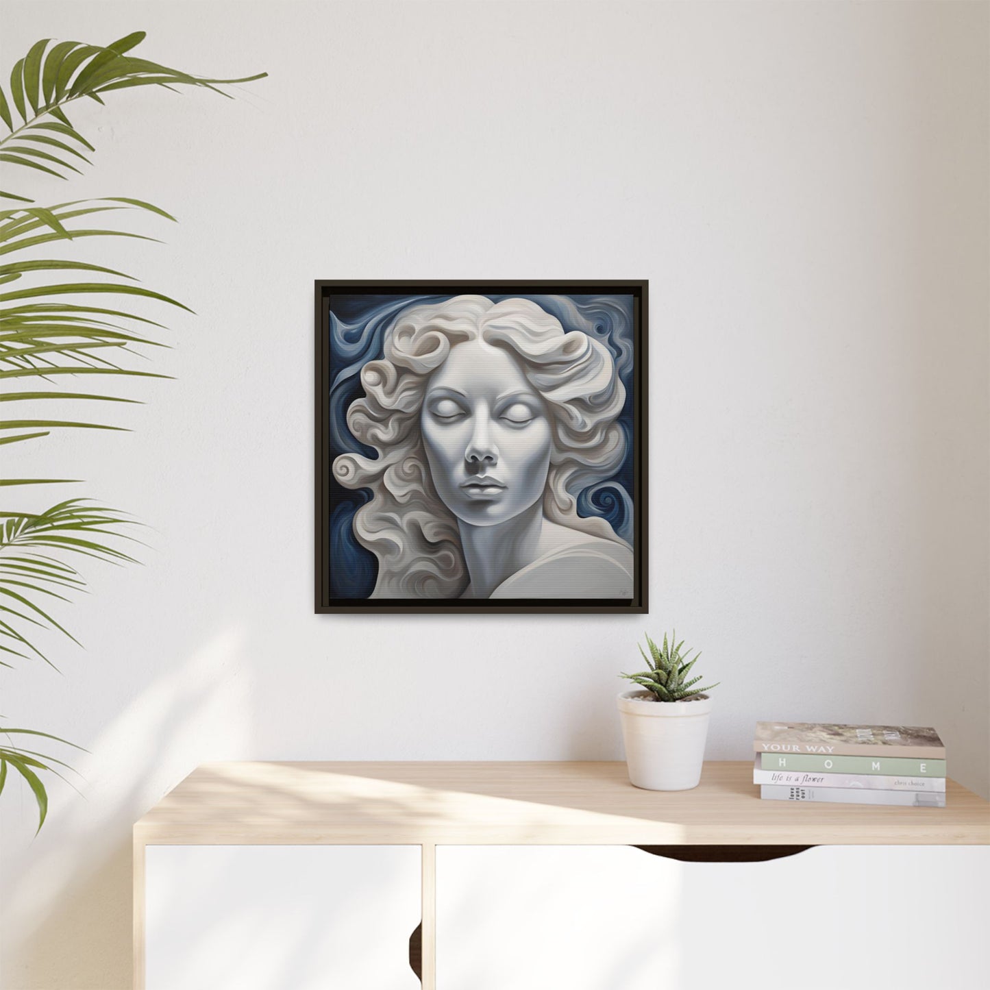 Modern Abstract Woman's Face Design Unique Framed Print Canvas Wall Decor Gift 3 frame colors to chose from