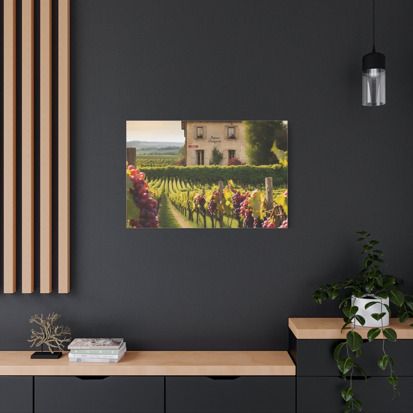 Vineyard Print Wall Art | Matte Canvas, Stretched, 1.25" | Wine Lover Print Culinary Foodie Gift Sommelier Art