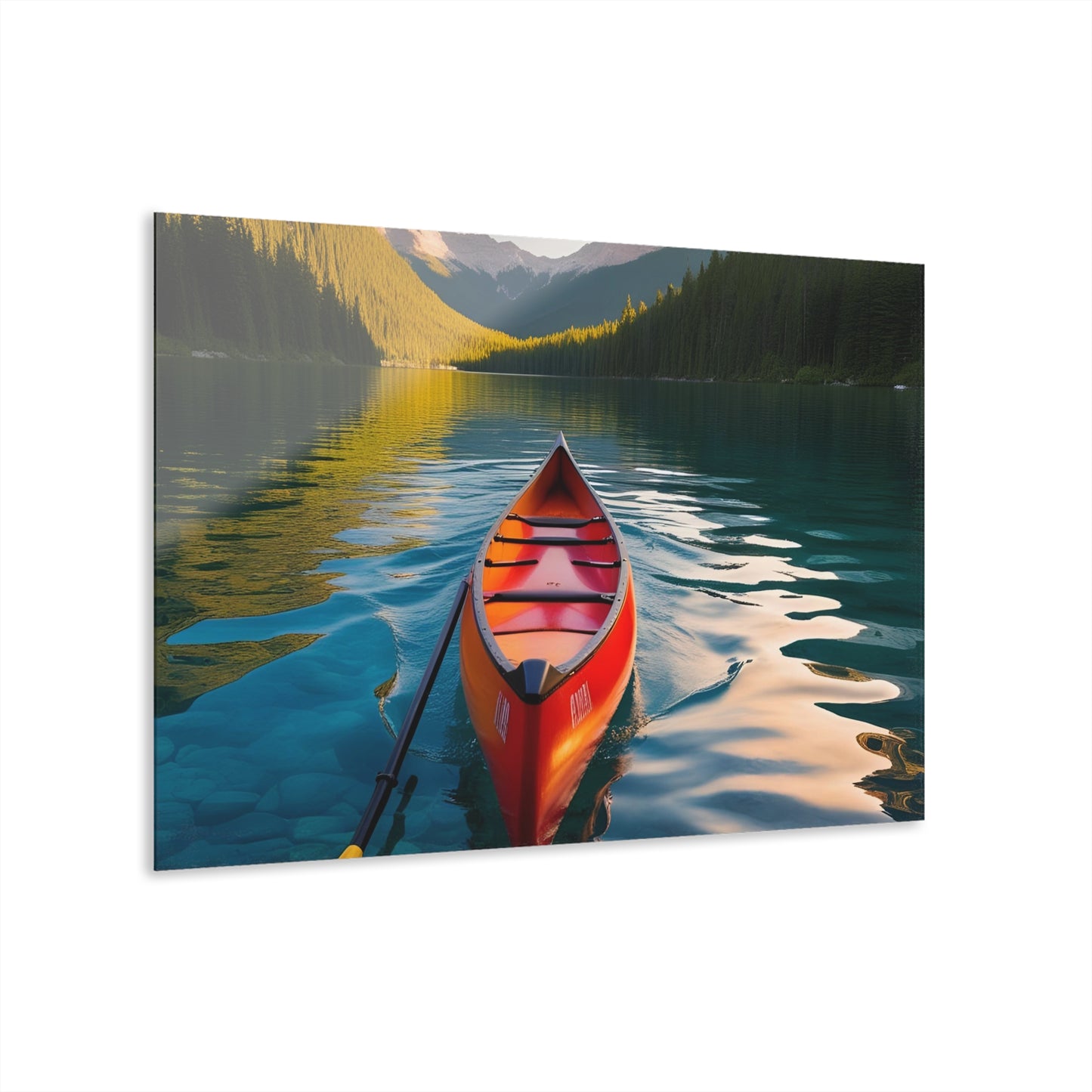 Large Canoe on Lake Acrylic Print with French Cleat Mountain Life Wall Art Outdoorsman Gift Kayak Lover Nature Artwork Modern Home Decor