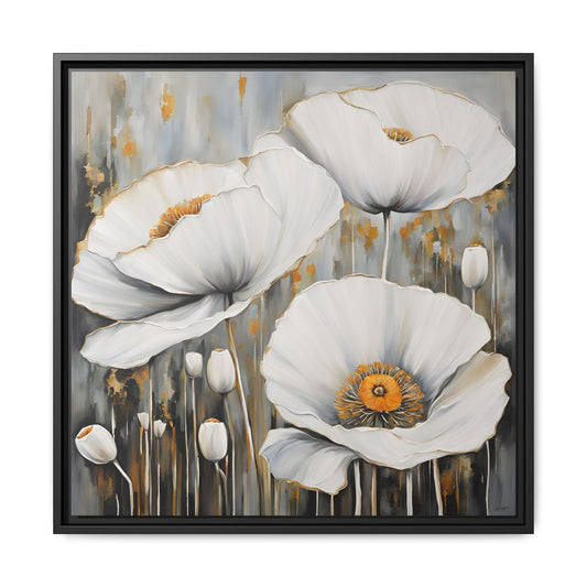 Modern Poppies Print Floral Design Unique Framed Canvas Print Wall Art Flower Lover Gift Nature Lover Gift Wildflower Decor 3 frame colors