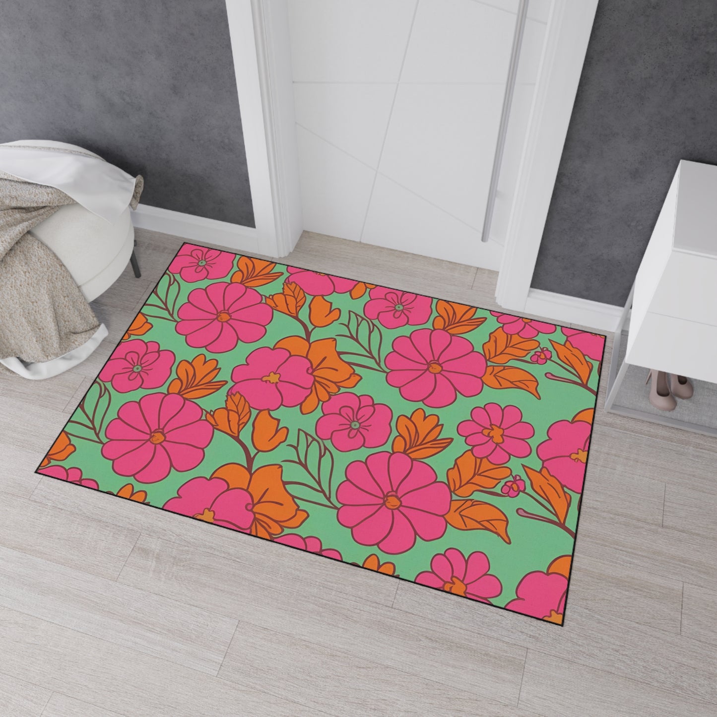 Decorative Heavy Duty Non-Slip Floor Mat Stylish Design Perfect for Entryway Kitchen Décor Garage Rug Tropical Bathroom Floor Door Mat