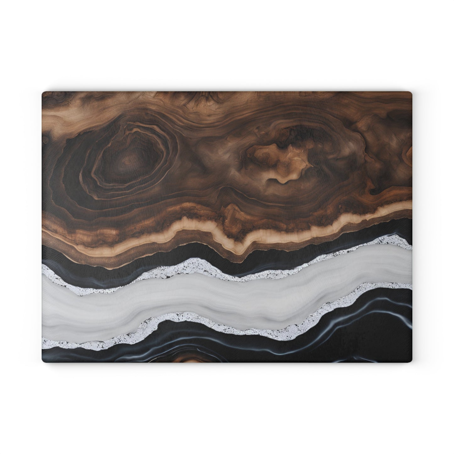 Kitchen Decor Glass Wood-look Image Nature Lover Cutting Board Serving Tray Home Cook Gift Colorful Glass Agate-inspired Charcuterie Board