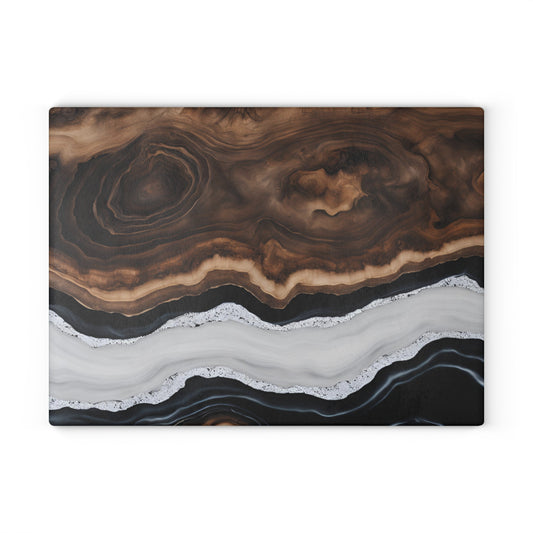 Kitchen Decor Glass Wood-look Image Nature Lover Cutting Board Serving Tray Home Cook Gift Colorful Glass Agate-inspired Charcuterie Board