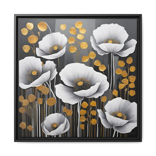 Modern Poppies Print Floral Design Unique Framed Canvas Print Wall Art Flower Lover Gift Nature Lover Gift Wildflower Decor 3 frame colors